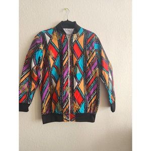 Womens 90s Inspired Multi Colored Full Zip Up Jacket